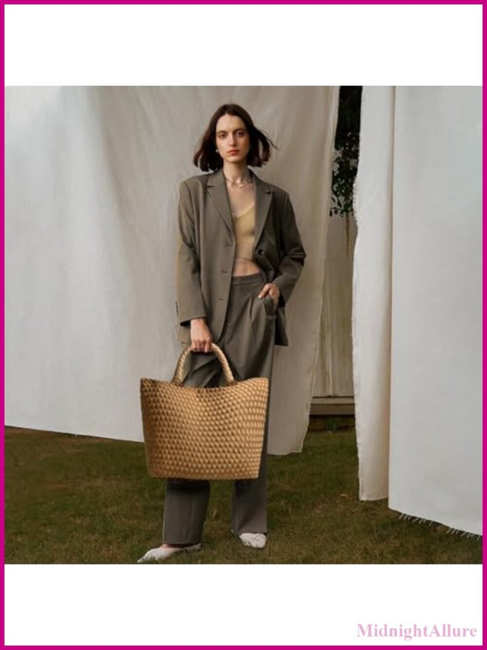Woven Neoprene Hobo Bag Large Capacity Handbag with Wristlet - Picture 3 of 6